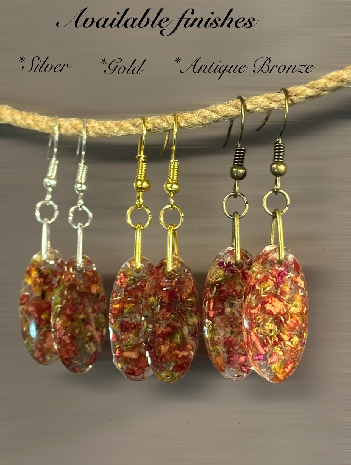 Rose & Babies breath Dangle Earring (1 1/2”)