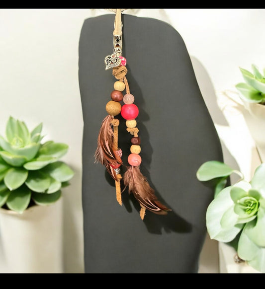 Pink Heart Feather Clip