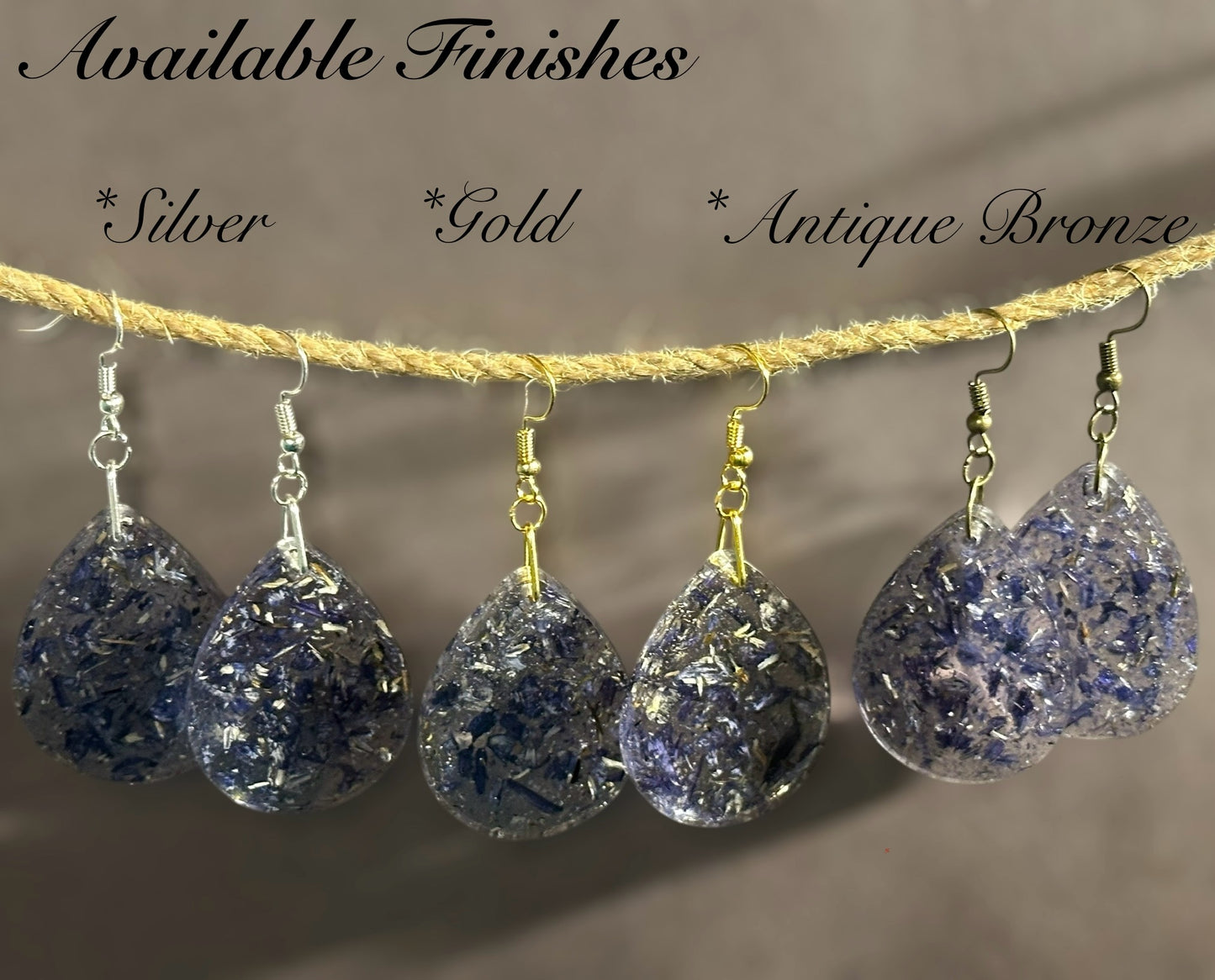 Purple Delphinium Dangle Earrings