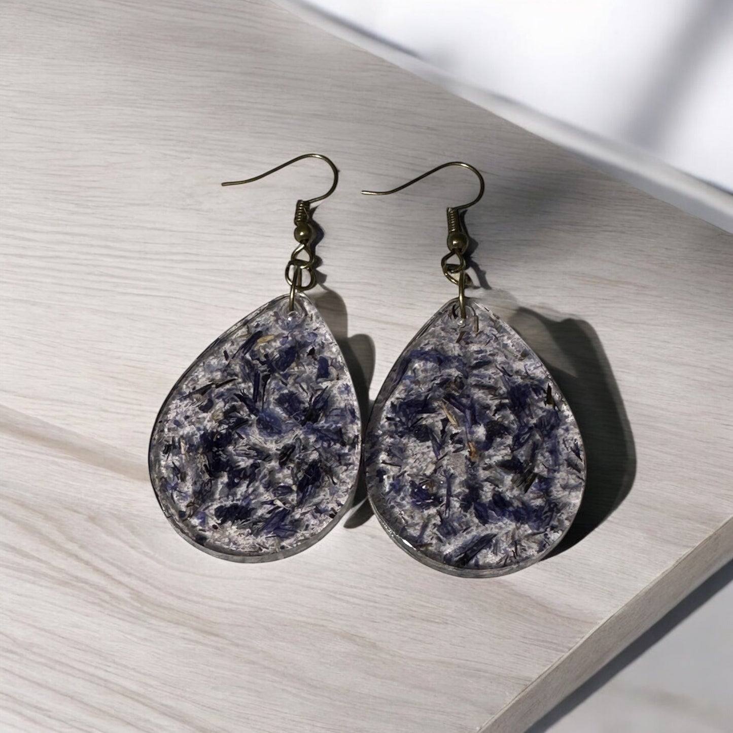 Purple Delphinium Dangle Earrings