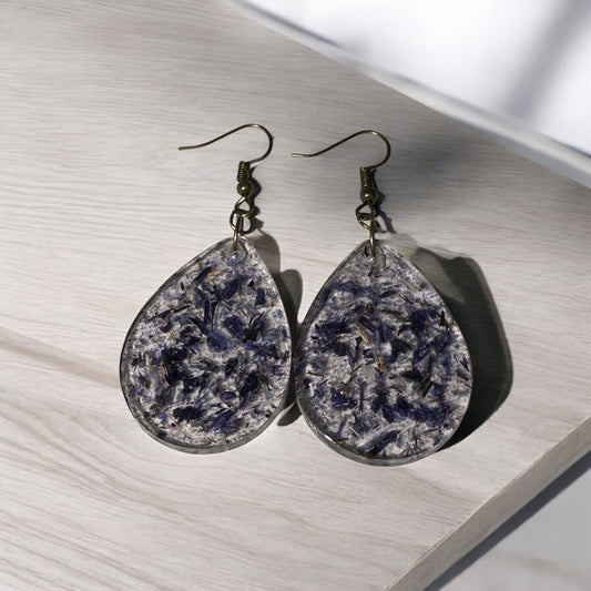 Purple Delphinium Dangle Earrings