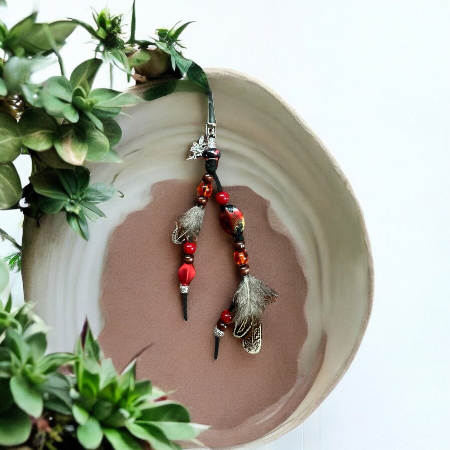 Red Mushroom Fairy Feather Clip