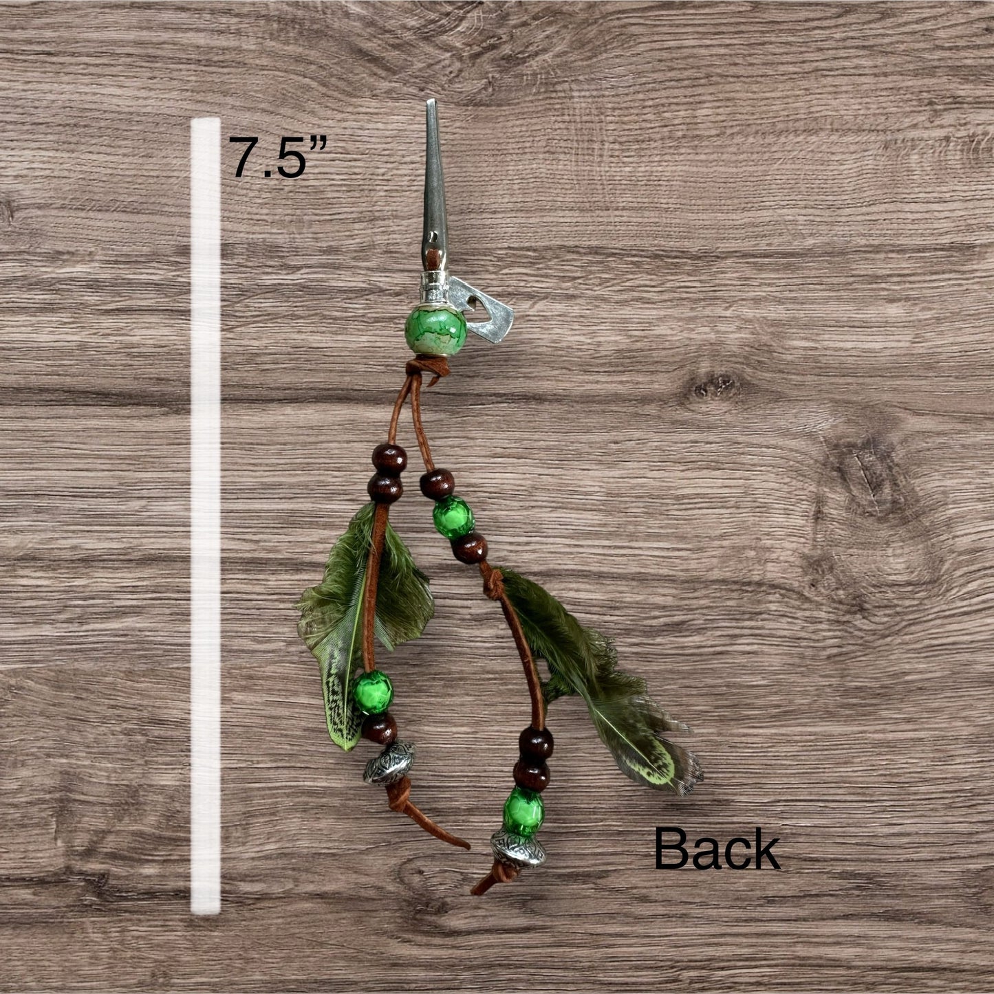 Green Follow Your Heart Feather Clip